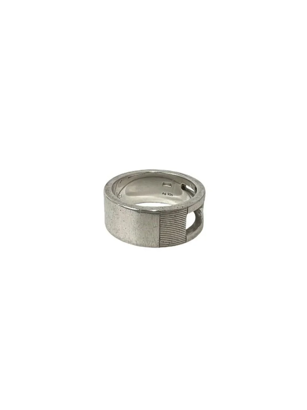 Gucci Logo Motif 925 Sterling Silver Ring